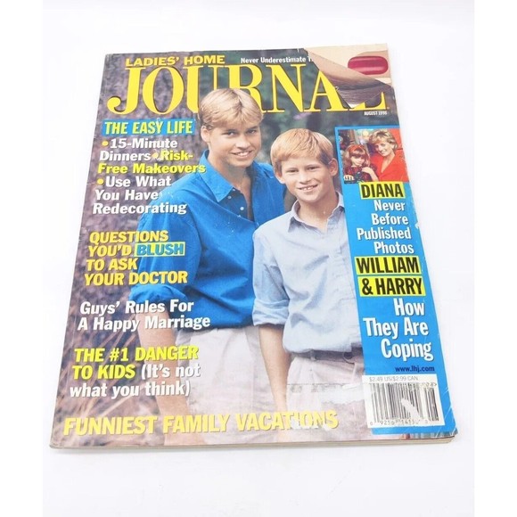Vintage Ladies Home Journal Magazine August 1998 Prince William Harry Diana 90s - Picture 1 of 9